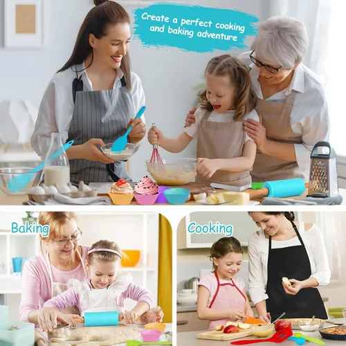 Miniatura 3 de Juego de 44 piezas de cocina y hornear para niños para cocina real, cuchillo seguro para niños y herramientas de cocina con libros de cocina