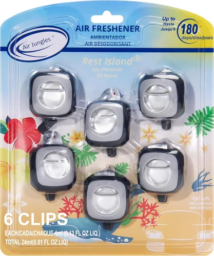 Miniatura 17 de Air Jungles Ambientador de coche con aroma a melocotón miel, 6 clips de ventilación, 0.16 onzas líquidas cada uno, ambientador de larga duración