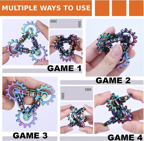 Miniatura 6 de Infinity Gear - Juguete de escritorio cinético de metal sólido que nunca termina, alivia el estrés, la ansiedad, promueve el enfoque, mantiene