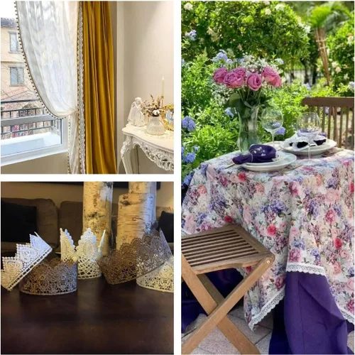 Miniatura 5 de Cinta de encaje negro de 5 yardas de Venecia para coser ropa, decoración de fiesta en el hogar