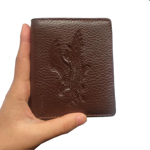 Miniatura 124 de Hombres Cool Eagle Wolf Caballo Totem Cuero Vaca Vertical Cartera Cremallera Multi-tarjeta Titular, Tótem de caballo, Minimalista