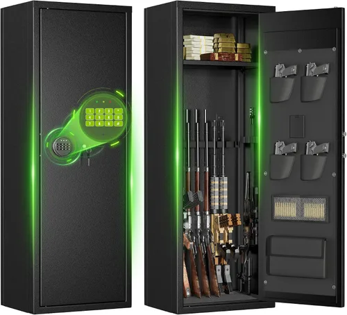 Greenvelly 14-16 Caja fuerte para rifles y pistolas, caja fuerte para rifles con cerradura de teclado, gabinete para armas de fuego para rifles y