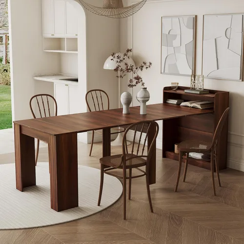 Miniatura 24 de SSLine Mesa de comedor rectangular extensible de 35 a 118 pulgadas, mesa de reuniones de conferencias súper larga para 6, 8, 12 personas, mesas