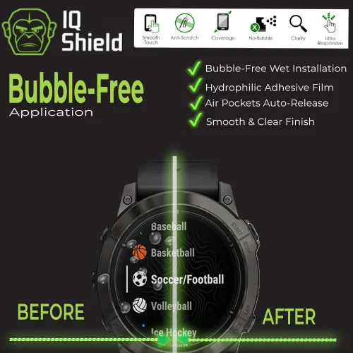 Miniatura 2 de IQShield Paquete de 6 protectores de pantalla para Garmin Fenix 7/7 Pro (solar/zafiro solar) (1.850 in) / Epix (Gen 2) / Epix Pro (1.772 pulgadas)