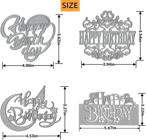 Miniatura 2 de 4 piezas troqueladas para hacer tarjetas, troqueles de corte de feliz cumpleaños Supplies DIY Die Cutters Card Making Stencil Embossing Tool