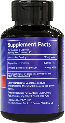 Miniatura 2 de Suplemento de magnesio L-treonina, suplemento de magnesio mineral, L-treonina de magnesio 2000 mg, 240 cápsulas