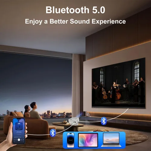 Miniatura 6 de Proyector inteligente, miniproyector inteligente 4K con WiFi y Bluetooth, compatible con Android 13, soporte 1080P, corrección de trapezoide