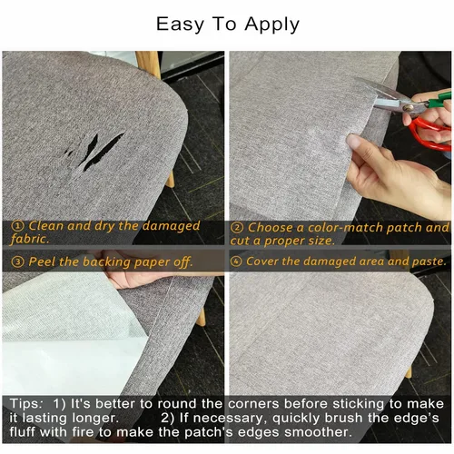 Miniatura 6 de ILOFRI Parches de tela de lino autoadhesivos de 8 x 11 pulgadas, 2 piezas, kits de cinta de reparación de sofá de tela para tapicería, muebles