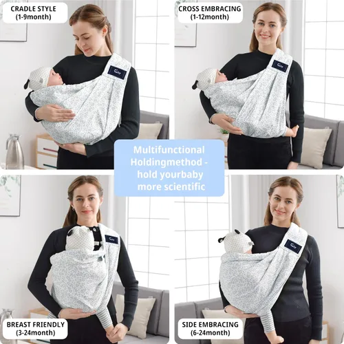 Miniatura 6 de CUBY Transportador de bebé cruzado, ajustable, transpirable, ligero, fácil de llevar, para bebés recién nacidos, para bebés y niños pequeños