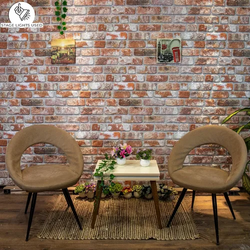 Miniatura 4 de Dundee Deco Paneles de pared 3D de ladrillo sintético, revestimiento de pared con aspecto de piedra roja, gris y marrón, espuma de poliestireno