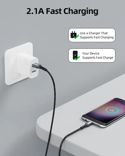 Miniatura 2 de Cable micro USB de 3 pies, 2 unidades, cable cargador Android USB 2.0 de sincronización de datos y cable trenzado de nailon de carga rápida