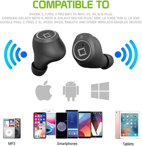 Miniatura 6 de Auriculares inalámbricos V5 Bluetooth compatibles con NuAns NEO con estuche de carga para auriculares intrauditivos (V5.0 negro)