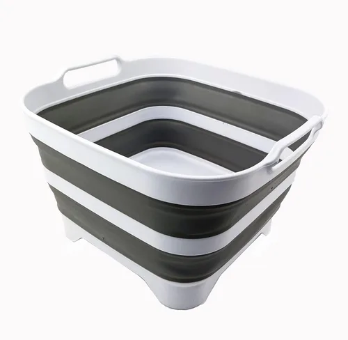 Miniatura 9 de SAMMART Sartén plegable de 10 L (2.64 galones) con tapón de drenaje, lavabo de lavado plegable, tina portátil para lavar platos, bandeja
