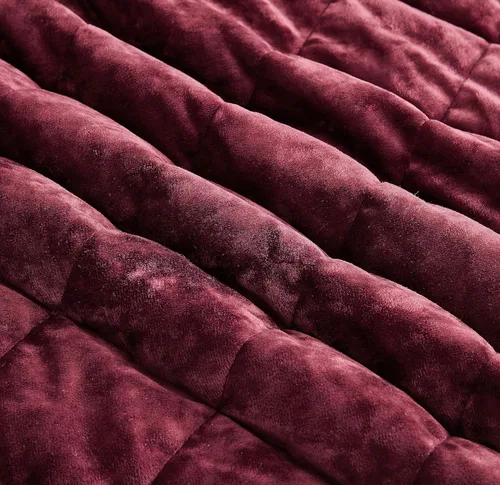 Miniatura 8 de Chezmoi Collection Lux - Juego de edredón de terciopelo color borgoña, tamaño King, 3 piezas, ropa de cama de terciopelo envejecido para todas