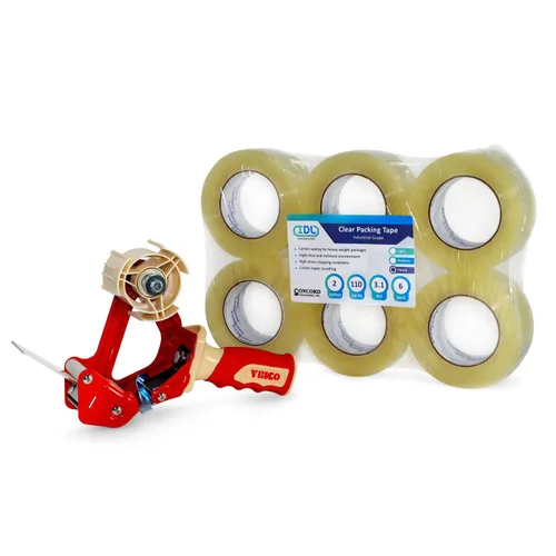 Miniatura 11 de IDL Packaging Concord Cinta de embalaje con dispensador – 6 rollos de 2 pulgadas x 2.6 mil x 110 yardas, cinta transparente – Excelente sellado