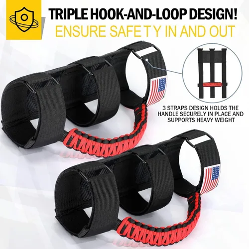Miniatura 4 de moveland Paquete de 4 Asas de Agarre de Barra Antivuelco, Asas de Agarre de Paracord para Jeep Wrangler JL, JK, TJ, YJ 1955-2023 y Accesorios Jeep