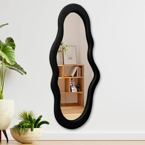 Miniatura 5 de BST FURNH Espejo de marco negro con forma de nube, 44 x 21 pulgadas, espejo alto montado en la pared para dormitorio, baño, sala de estar