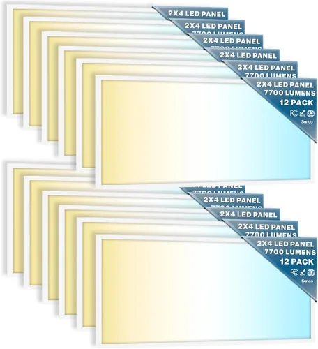 Miniatura 11 de Sunco - Paquete de 12 luces LED de panel plano de 1x2, CCT doble seleccionable 3500K/4000K/5000K y potencia seleccionable 16W/18W/20W, 2000 LM