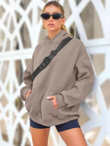 Miniatura 3 de AUTOMET Sudaderas de gran tamaño con capucha de forro polar para mujer, camisas de manga larga, sudaderas con bolsillo para otoño 2025