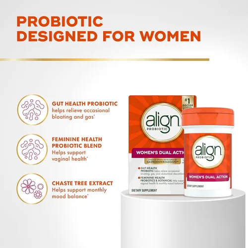Miniatura 2 de Align Probióticos, de doble acción para mujer, probióticos para mujeres, multicepa con árbol casto, apoya la salud femenina*, alivia la hinchazón