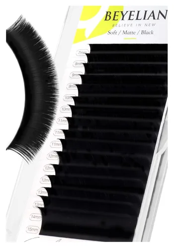 Miniatura 13 de BEYELIAN Extensiones de pestañas de 0.002 in, rizo C de 0.394 pulgadas, bandeja de color negro mate natural, extensiones de pestañas con volumen