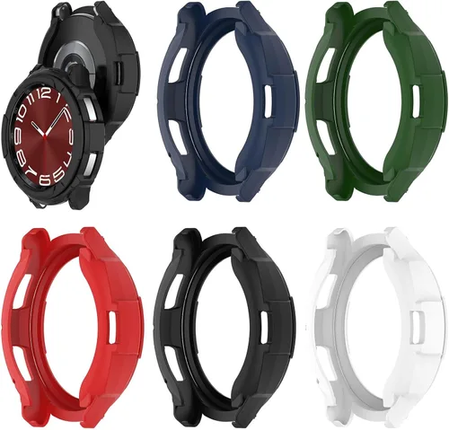 Miniatura 5 de E ECSEM Funda compatible con Samsung Galaxy Watch 6 Classic de 1.73 pulgadas y 1.77 pulgadas, carcasa de borde completo con anillo de bisel