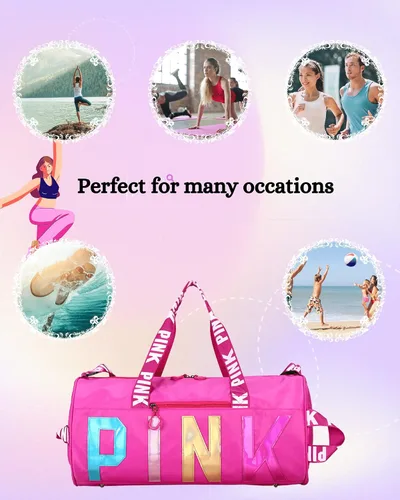 Miniatura 5 de Bolsa de gimnasio grande estética, bonita bolsa de lona para mujer con asa, bolsa de viaje para el hombro, bolsa de mano resistente para deportes