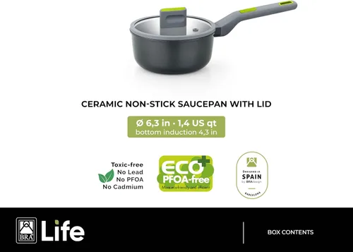 Miniatura 13 de BRA COOKWARE Life - Juego de utensilios de cocina de cerámica de 12 piezas, juego de ollas y sartenes de aluminio fundido reciclado con 2 ollas, 1