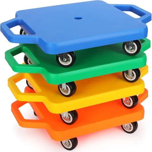 Miniatura 7 de Jerify 4 piezas de patinete deportivo con asas, ruedas de plástico, patineta para sentarse en el suelo, para niños, gimnasio, actividades