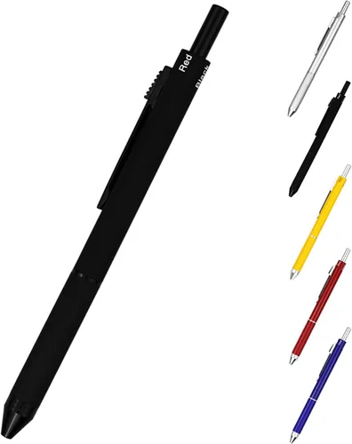 Miniatura 3 de DUNBONG Bolígrafo multicolor 4 en 1, bolígrafo multifunción con carcasa de metal, lápiz mecánico de 0.020 in, rojo, azul y negro, 1 unidad (negro)