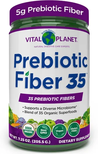 Vital Planet - Suplemento de fibra diversa de fibra 35 en polvo para apoyo dietético y estreñimiento ocasional con 35 fibras prebióticas y 35