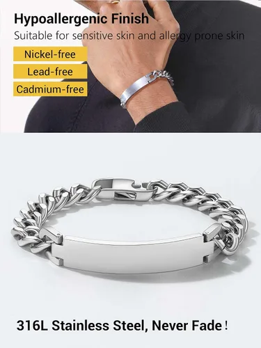 Miniatura 5 de PROSTEEL Pulsera personalizada para hombres y mujeres, con fecha de nombre, con grabado inicial y cita de inicial, pulseras de identificación
