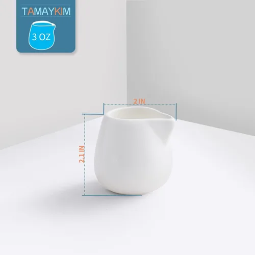 Miniatura 3 de Jarras de crema de cerámica de 3 onzas, mini jarra de crema, cremas clásicas de porcelana blanca para café, té, leche, mermelada, salsas, paquete