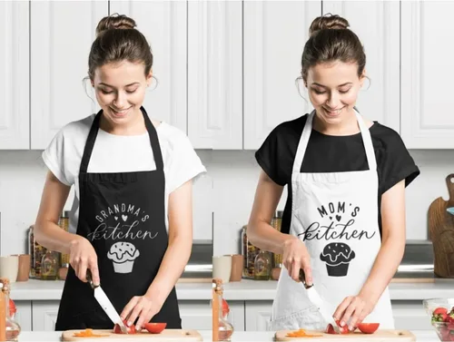 Miniatura 4 de Personalized Aprons for Women. Stylish Black Kitchen Apron, Perfect for Servers. Durable Apron for Women White