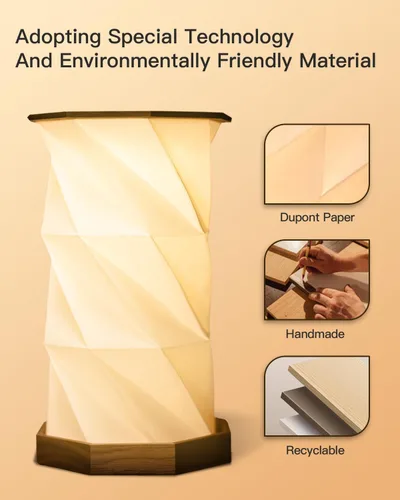 Miniatura 5 de JTT Lámpara de mesa recargable portátil pequeña Lámpara de escritorio inalámbrica LED Luces de noche regulables sin escalones Lámpara de papel