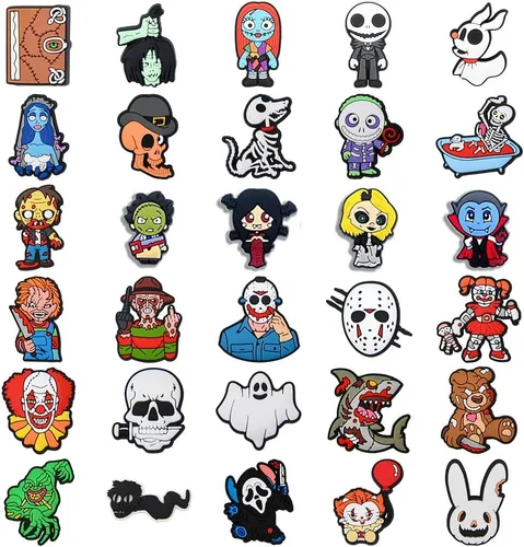 Miniatura 8 de XQNB Dijes de PVC para zapatos, película de terror, accesorios de decoración de zapatos de Halloween, accesorios para niños, niñas, niños y adultos
