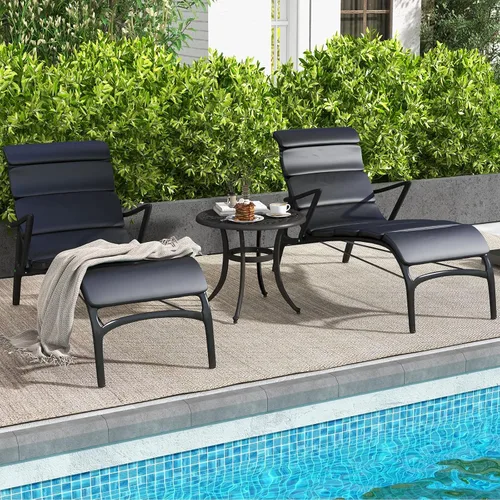 Miniatura 9 de Tangkula Mesa auxiliar de patio de 24 pulgadas, mesa auxiliar de aluminio fundido con almohadillas ajustables, mesa de centro pequeña