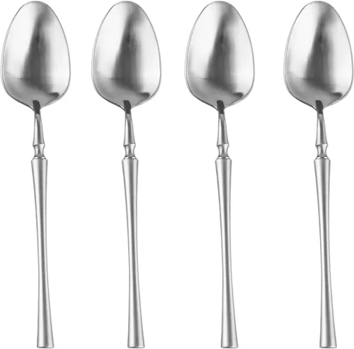 Miniatura 6 de Juego de 6 tenedores de postre de plata mate de 7.08 pulgadas de acero inoxidable con acabado satinado