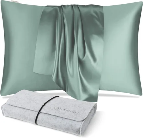 Miniatura 28 de DISANGNI Funda de almohada de seda de morera 100% natural para cabello y piel con cremallera oculta, 22 momme ambos lados