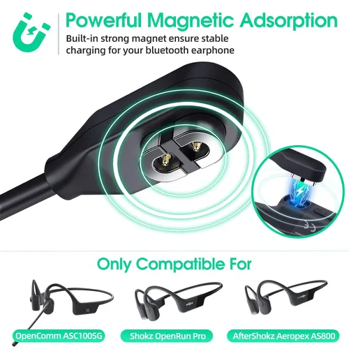 Miniatura 2 de Paquete de 2 cables de carga AfterShokz para Aeropex AS800 y OpenRun Pro y Mini - Cable de carga magnético de 3 pies
