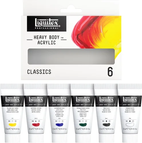 Miniatura 7 de Liquitex Professional Heavy Body - Pintura acrílica, juego de 6 tubos de 22ml (0.74 onzas), colores azul, verde, blanco