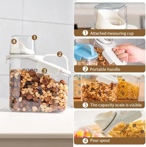 Miniatura 2 de LANGMINGDE 1 pieza de contenedores de almacenamiento de cereales, contenedores de almacenamiento de alimentos secos grandes herméticos de 2.8L/95oz