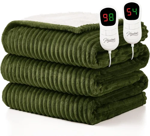 Miniatura 34 de Homemate Manta térmica eléctrica de 50 x 60 pulgadas, manta térmica de 1/2/4/6/8 horas de apagado automático, 10 niveles de calor, protección contra