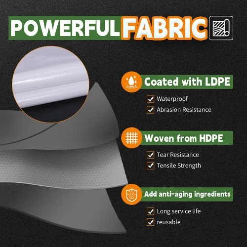 Miniatura 3 de RAINDEWAY Lona blanca resistente de 12 mil de 12 x 20 pies, resistente a los rayos UV, impermeable, resistente a la intemperie, con ojales de metal