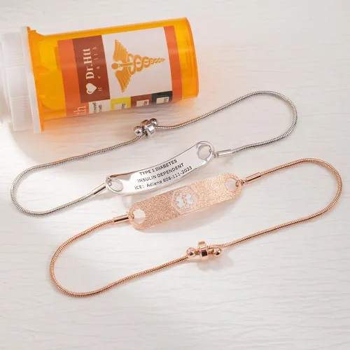 Miniatura 2 de BYFDIY Pulsera de alerta médica personalizada de latón, ajustable, grabada, pulsera de identificación médica, regalos de joyería de emergencia