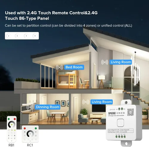 Miniatura 3 de SEZO SP636E Música de un solo color Bluetooth SPI LED controlador dinámico efecto de luz blanca para FCOB IC LED Strip Trabajo con panel táctil