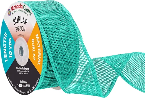 Miniatura 62 de Mandala Crafts Cinta de arpillera verde con alambre para corona, cinta de arpillera con alambre verde rústico de yute natural, 1 pulgada de ancho