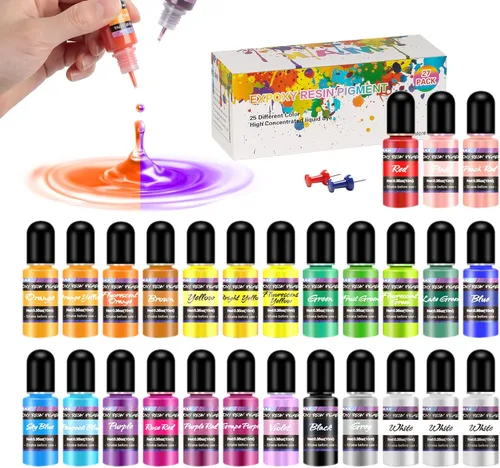 M.A.K - Pigmento de resina epoxi, 27 botellas de tinte líquido transparente, colorante de resina de alta concentración para manualidades, coloración