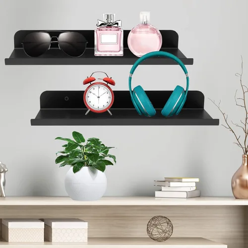 Miniatura 8 de Anxingo Estantes flotantes para montar en la pared, estantes pequeños de metal para montar en la pared, estantes flotantes de pared, estante