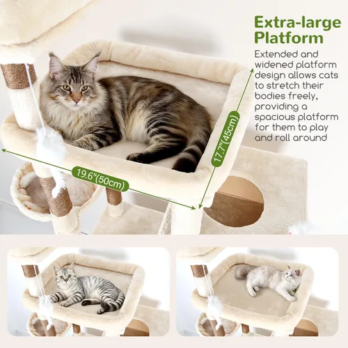 Miniatura 3 de Globlazer Torre para gatos extra grande, árbol para gatos de 81 pulgadas de alto para gatos grandes, 20 libras, torre de rascador para gatos adultos
